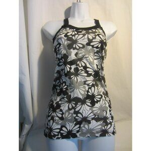C&C black gray butterfly racerback tank top Women S